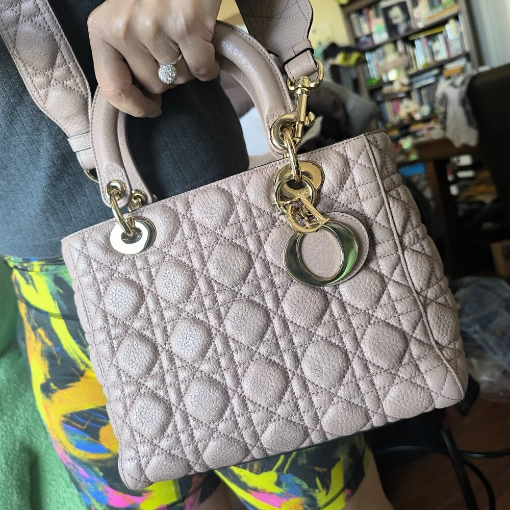 CHRISTIAN DIOR Grained Calfskin Medium Supple Lady Dior